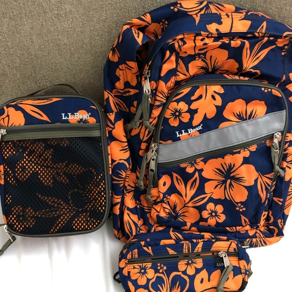 ll bean backpack and lunchbox